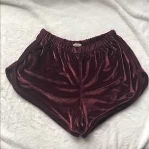 Brandy Melville Velvet Burgundy Shorts